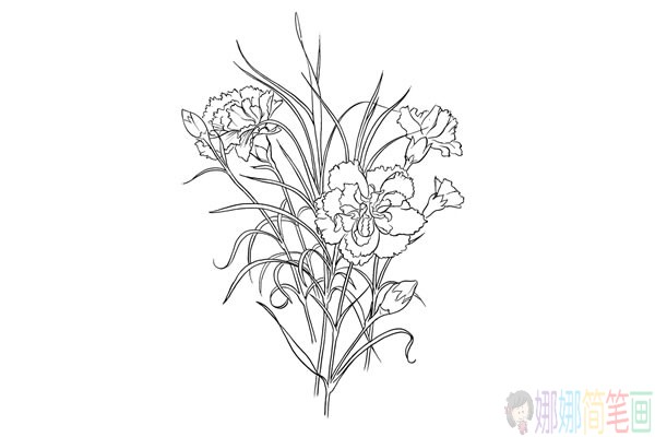 精致好看的花朵简笔画线稿-3