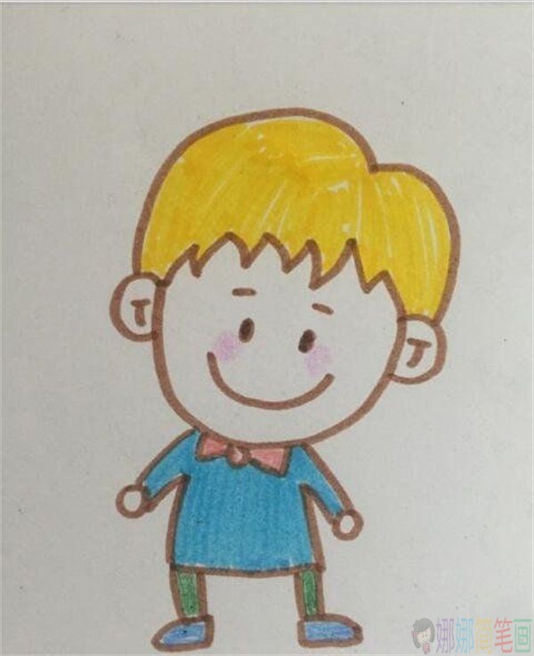 简单的小男孩简笔画图片-9