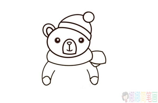 呆萌的小熊彩色简笔画教程-5