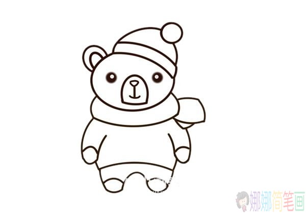 呆萌的小熊彩色简笔画教程-6