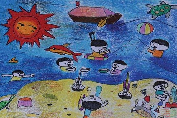 海滩简笔画图片大全-2