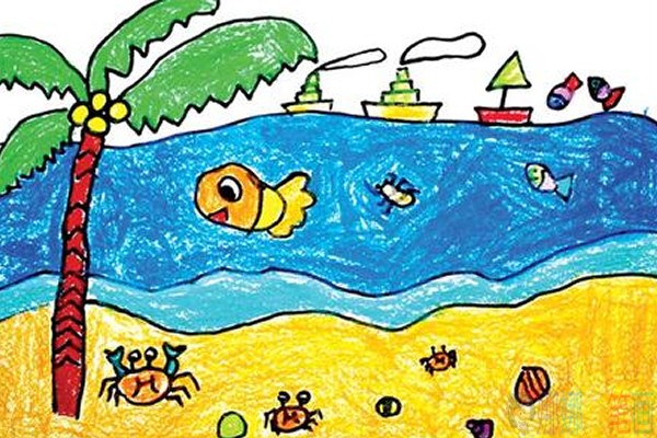 海滩简笔画图片大全-3