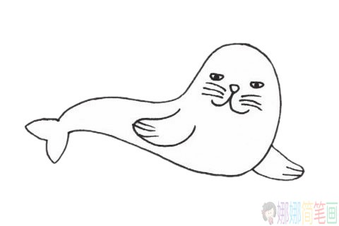 简单的海豹画法,海豹儿童画-1