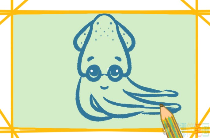 墨鱼简笔画绘画教程-5