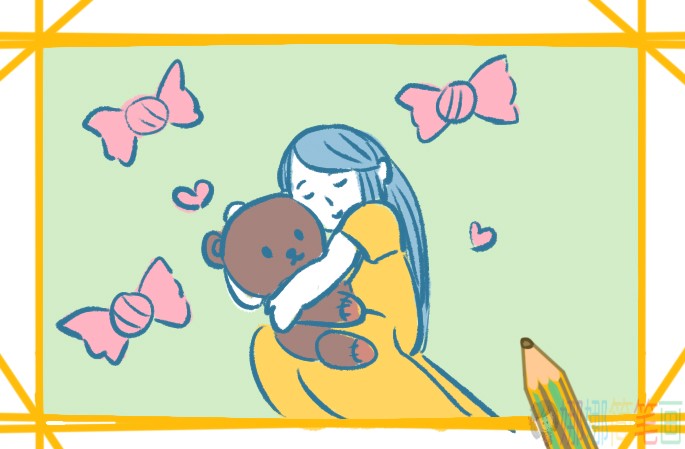睡觉的可爱女生简笔画-1