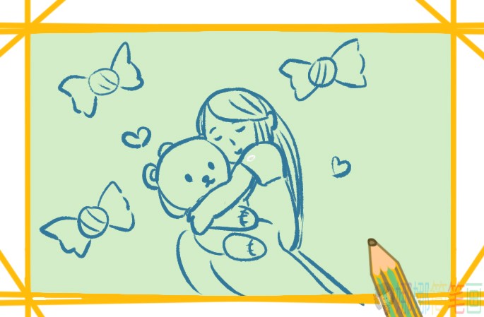 睡觉的可爱女生简笔画-5
