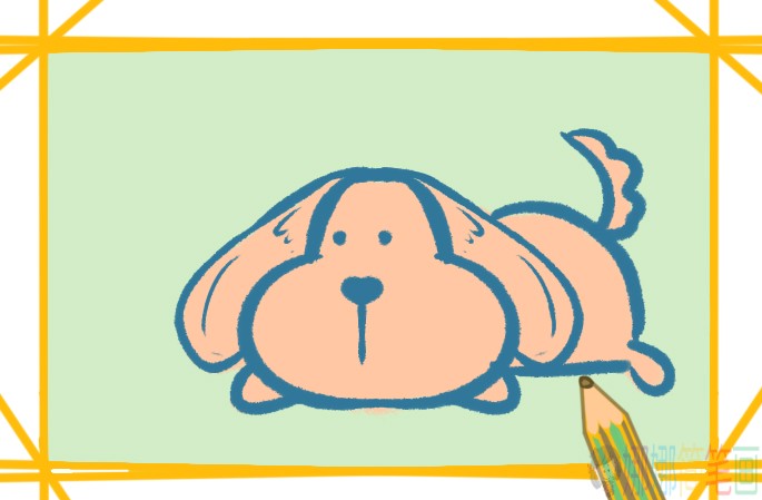金毛犬儿童简笔画画法步骤-1
