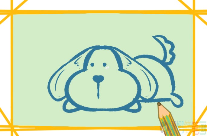 金毛犬儿童简笔画画法步骤-5