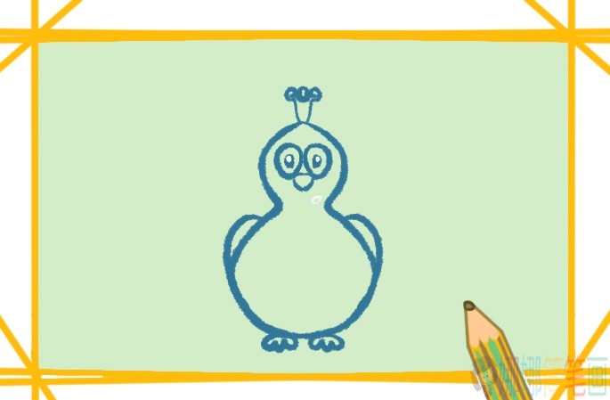 孔雀简笔画,孔雀儿童画画法-4
