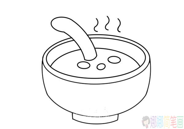 一碗热腾腾的汤食物简笔画-5