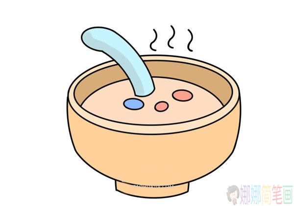 一碗热腾腾的汤食物简笔画-6