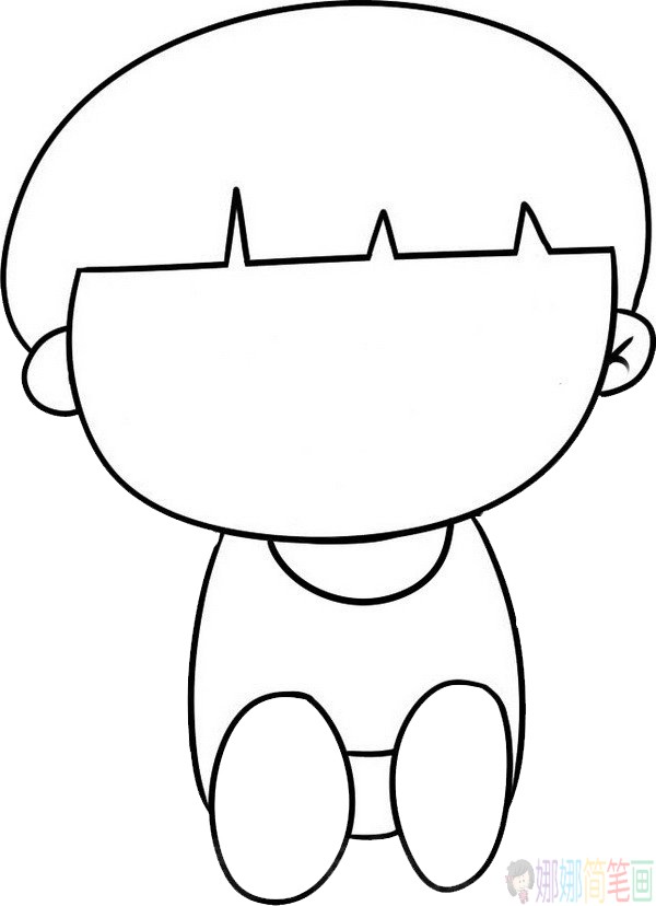好画的小男孩简笔画步骤图-2