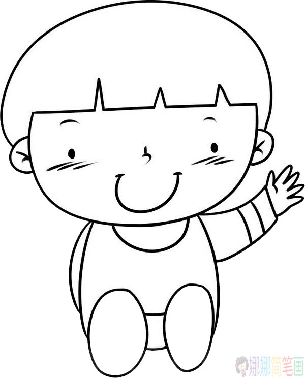 好画的小男孩简笔画步骤图-3
