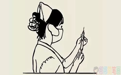 护士人物简笔画线稿-2