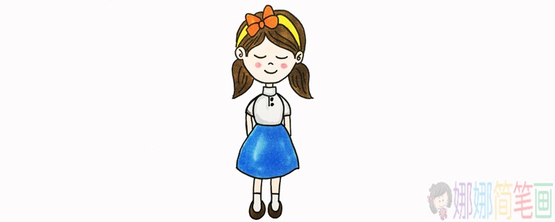 双马尾小女孩简笔画-1