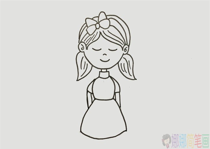 双马尾小女孩简笔画-3