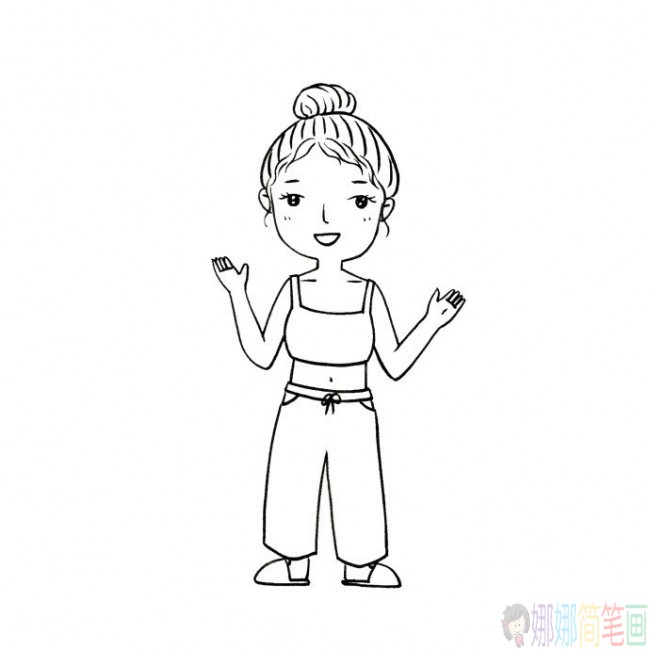 时尚女孩人物简笔画大全-1