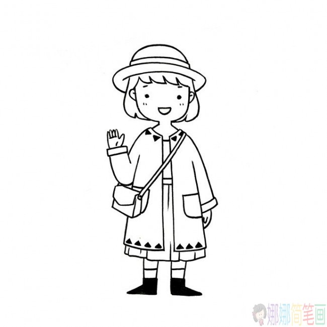 时尚女孩人物简笔画大全-2