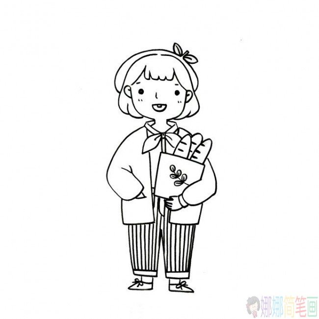时尚女孩人物简笔画大全-3