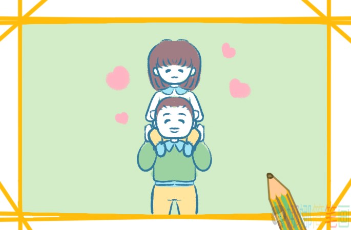 爸爸和女孩人物简笔画图片-1