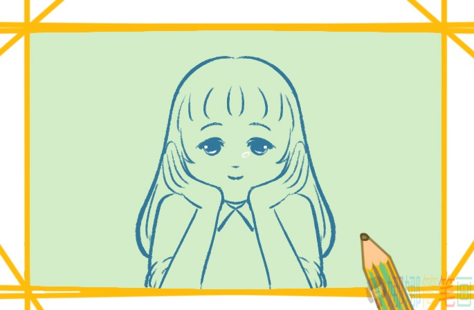 小女生人物简笔画步骤图-4