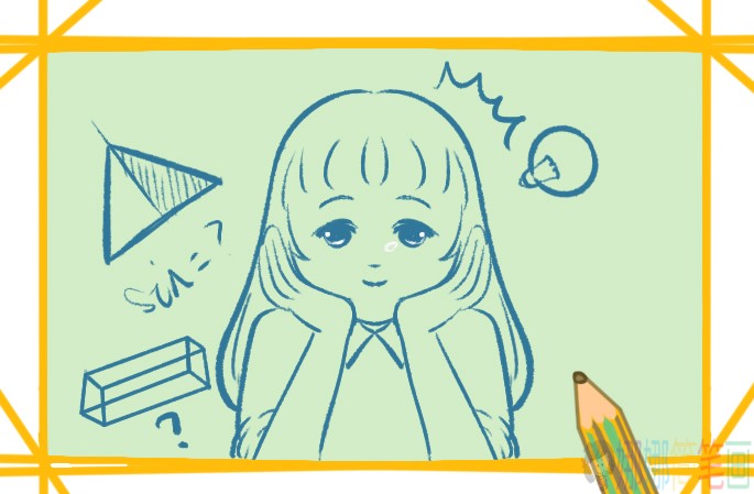 小女生人物简笔画步骤图-5