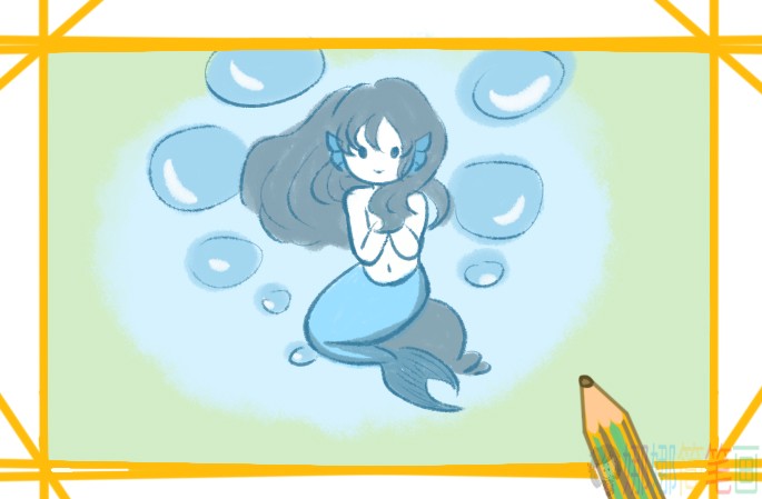 美人鱼幼儿简笔画教程-1