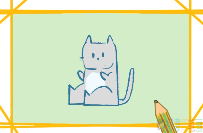 小猫儿童画简单好看-1