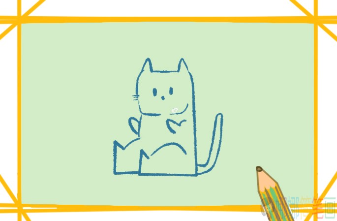 小猫儿童画简单好看-5