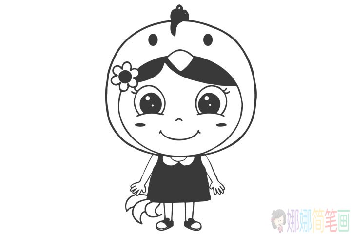 Q版小女孩简笔画图片-1