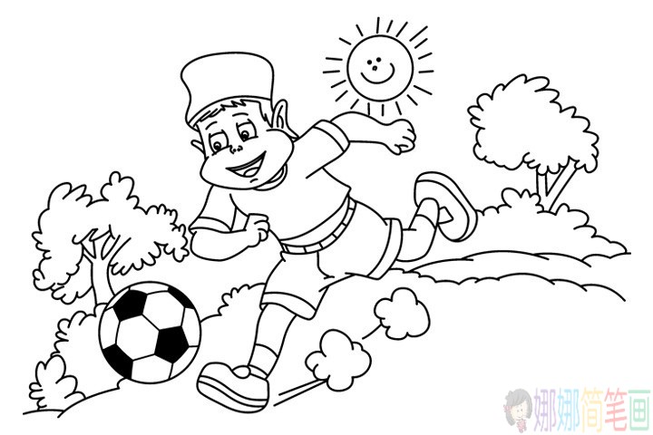 玩耍的男孩子简笔画-1