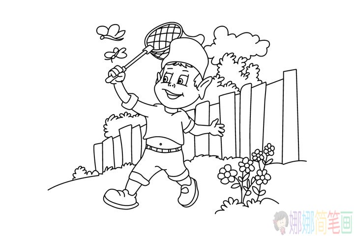 玩耍的男孩子简笔画-2