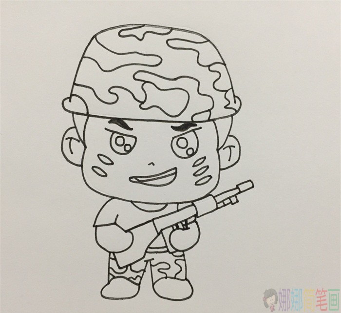 特种兵儿童简笔画-4