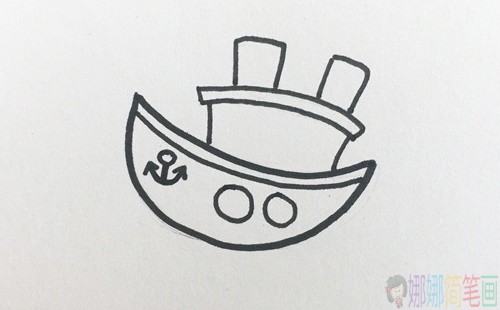 游轮简笔画,轮船儿童画-3