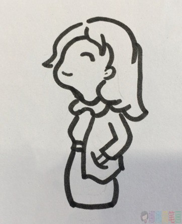 美丽的大姐姐人物简笔画-4