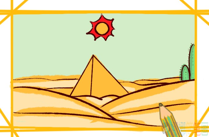 金字塔简笔画画法步骤图-1