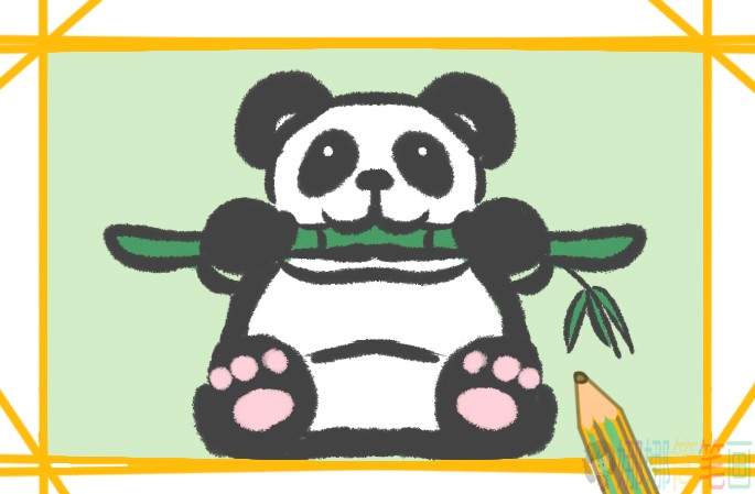 吃竹子的大熊猫简笔画-1