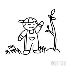 种树植树人物简笔画-1