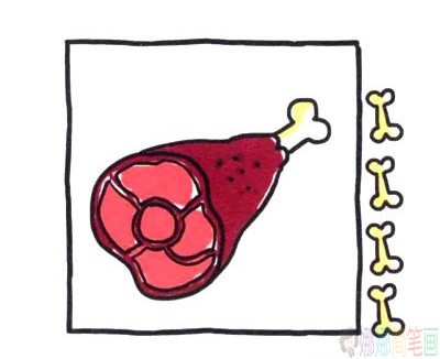 鸡腿简笔画教程-4