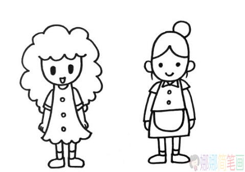 妈妈怎么画,妈妈的简笔画画法-5