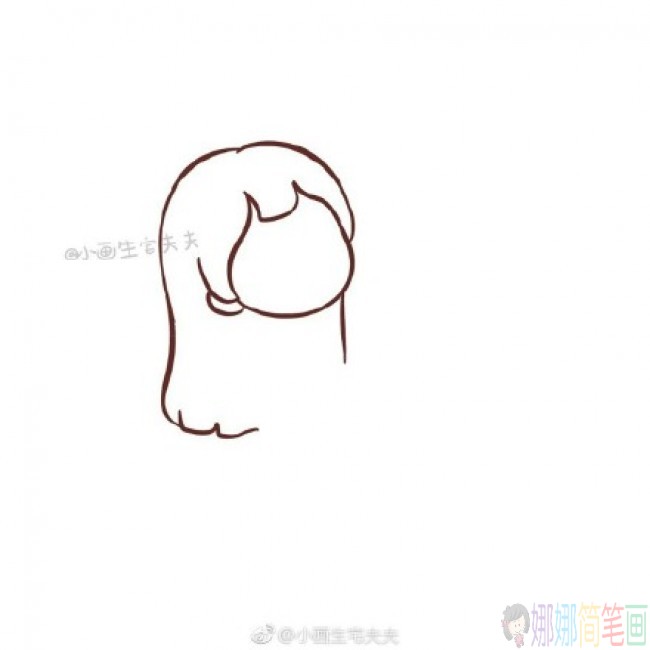 漂亮的女孩简笔画,女孩简笔画步骤图-3