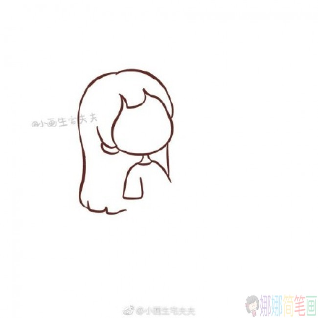 漂亮的女孩简笔画,女孩简笔画步骤图-4