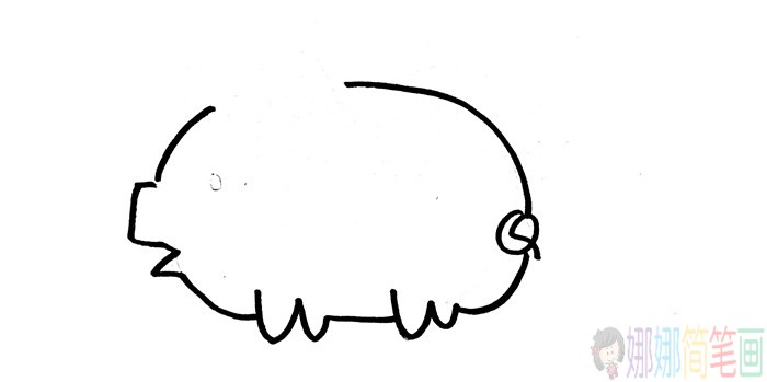粉红小猪简笔画步骤图-3