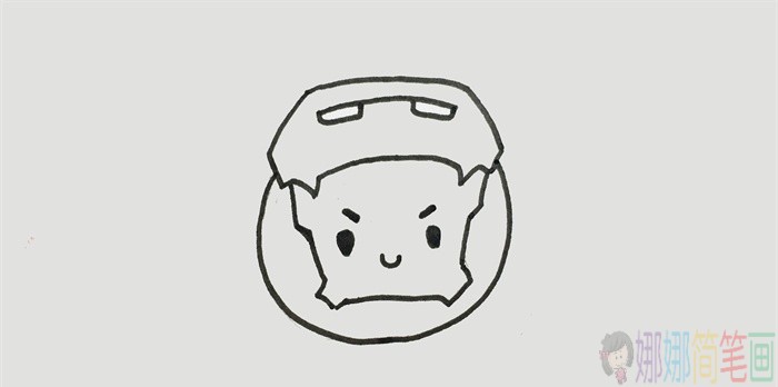 Q版钢铁侠简笔画步骤图-2