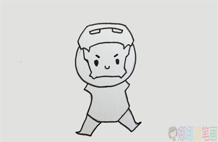 Q版钢铁侠简笔画步骤图-3
