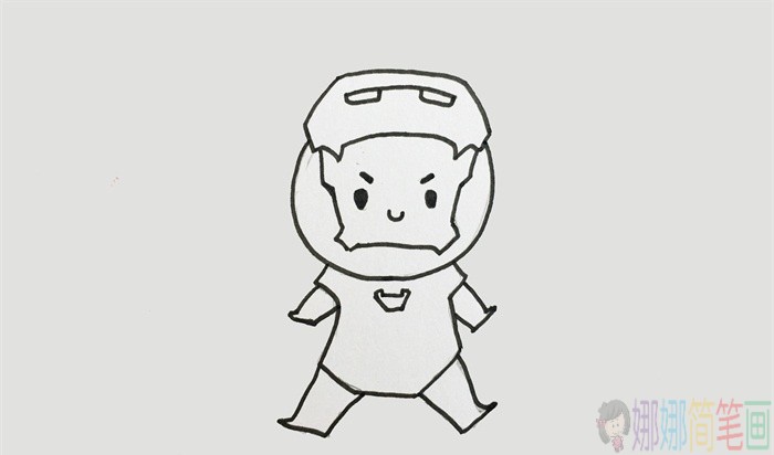 Q版钢铁侠简笔画步骤图-4