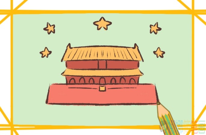 天安门彩色简笔画画法-1