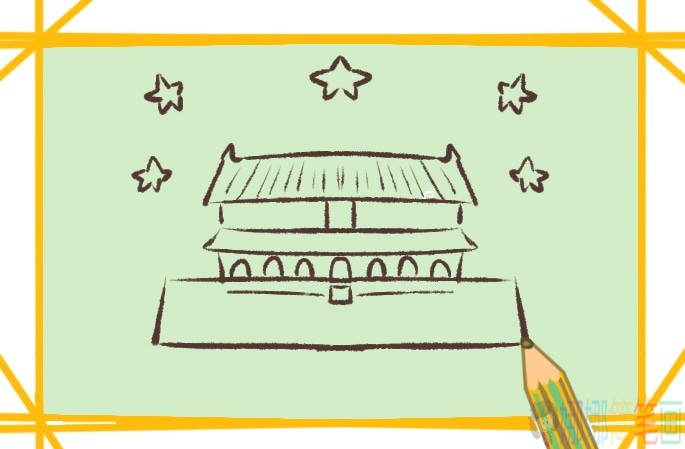 天安门彩色简笔画画法-5