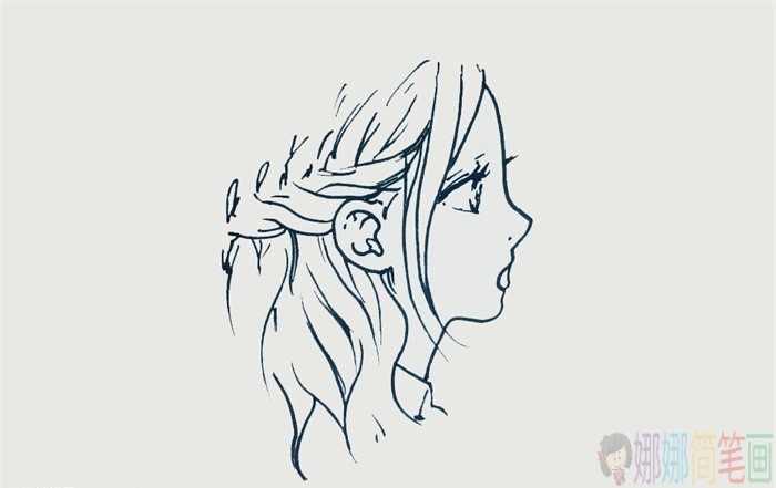 漂亮的女生人物侧脸怎么画-3