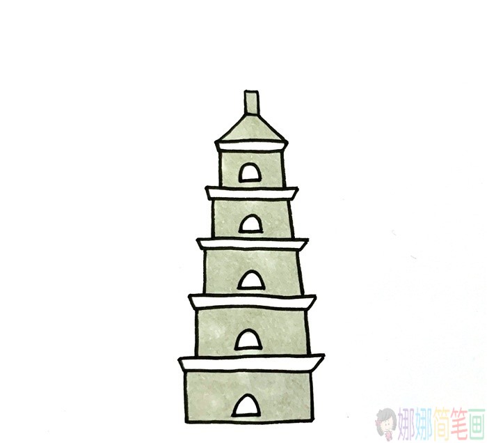 大雁塔简笔画图片-5